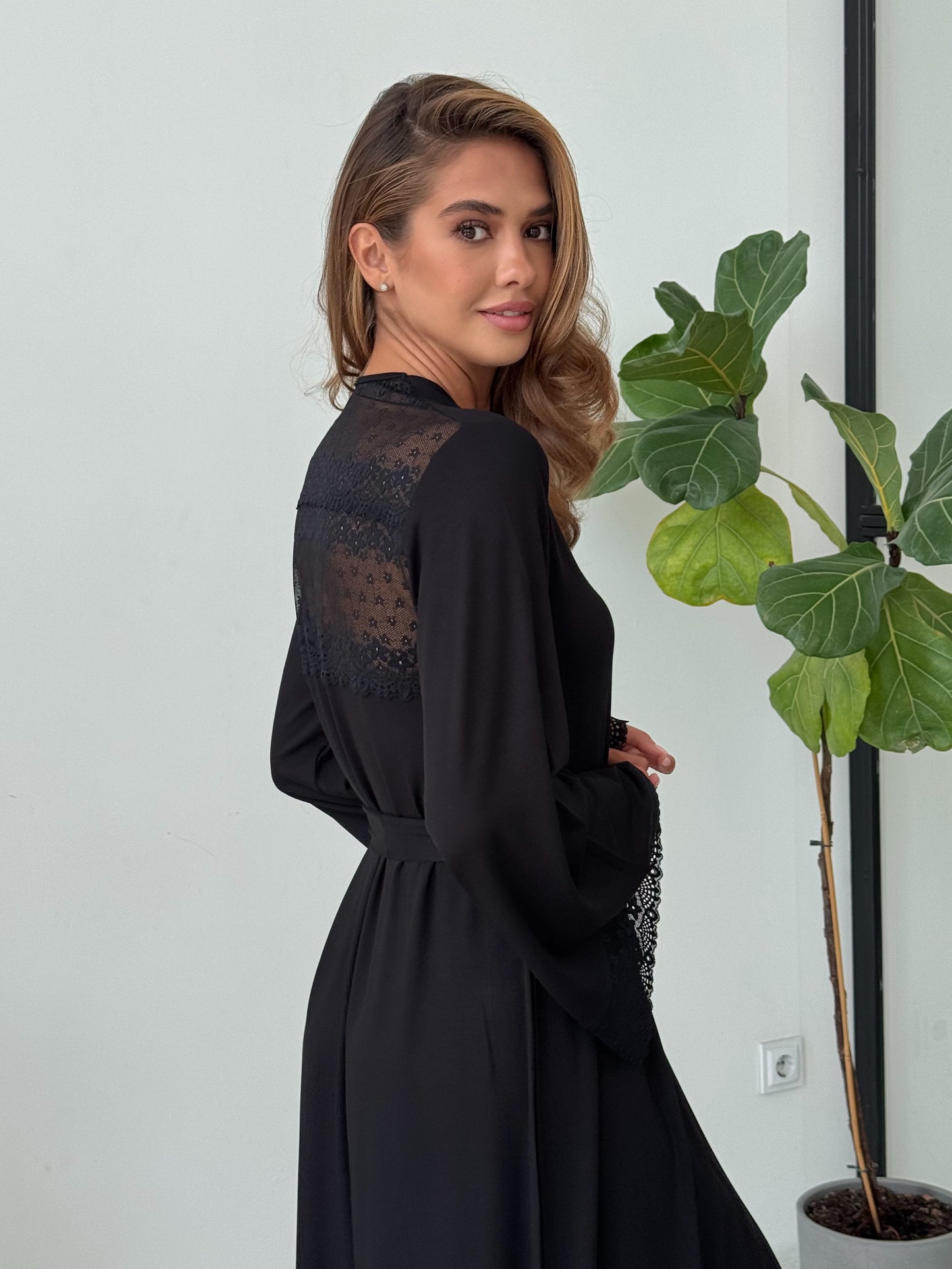 Brown lace boudoir robe (Copy)