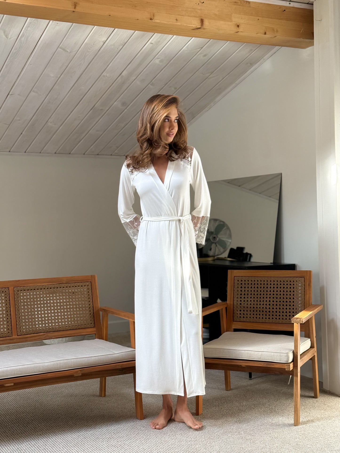 Robe and nightgown Sets Ivory