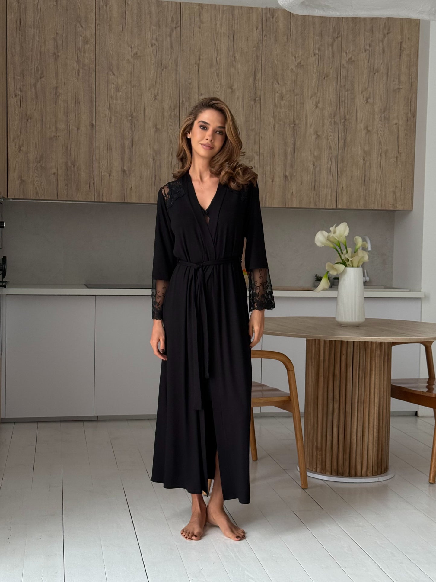 Robe and nightgown Sets Black