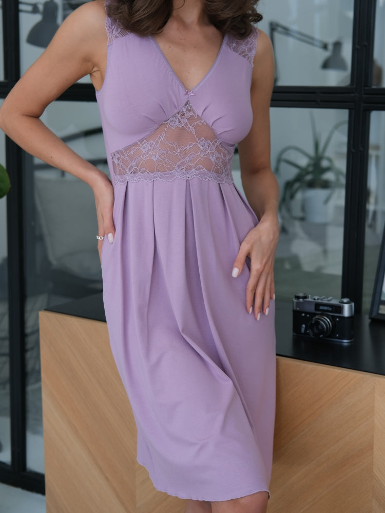 Lilac lace nightgown