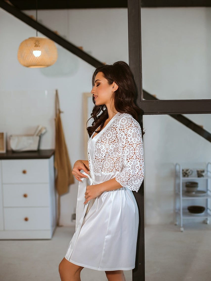 White lace boudoir robe