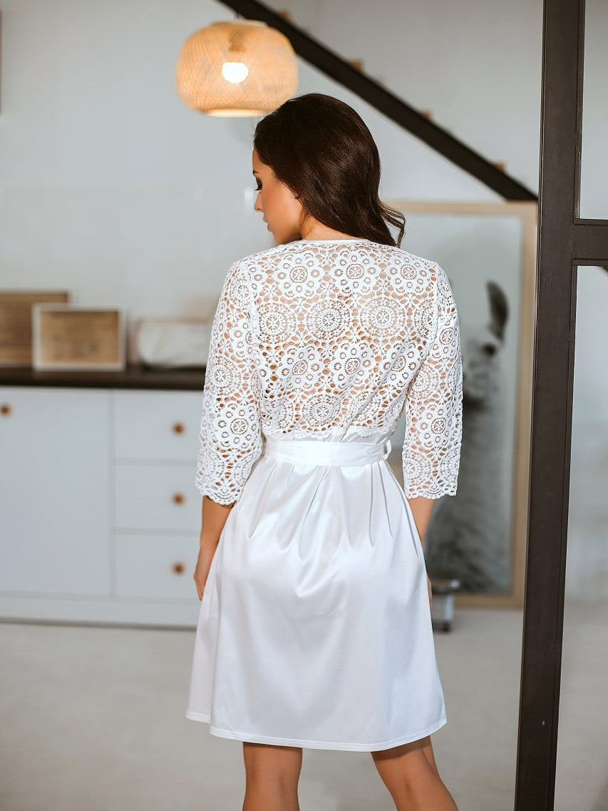 White lace boudoir robe