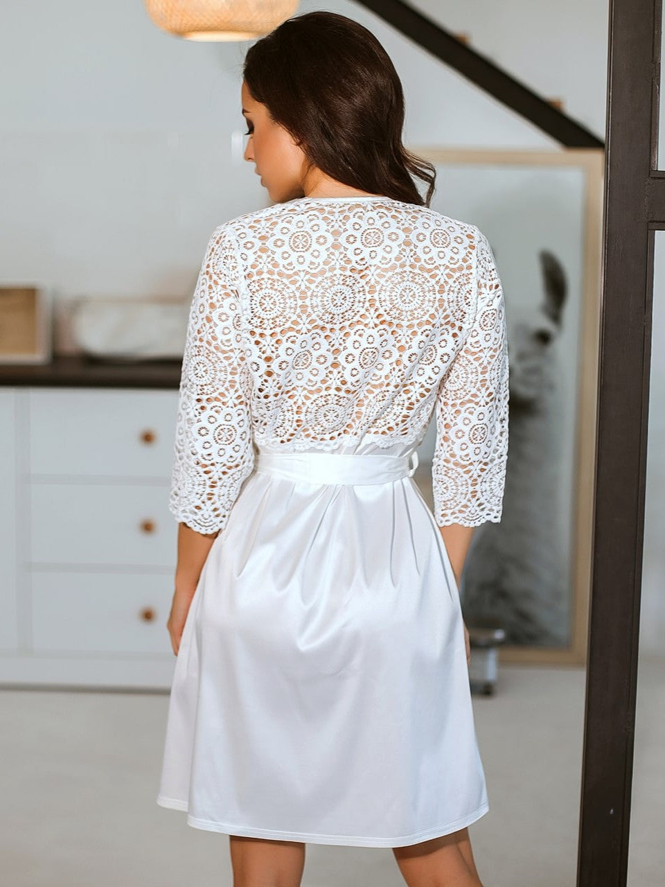 White lace boudoir robe