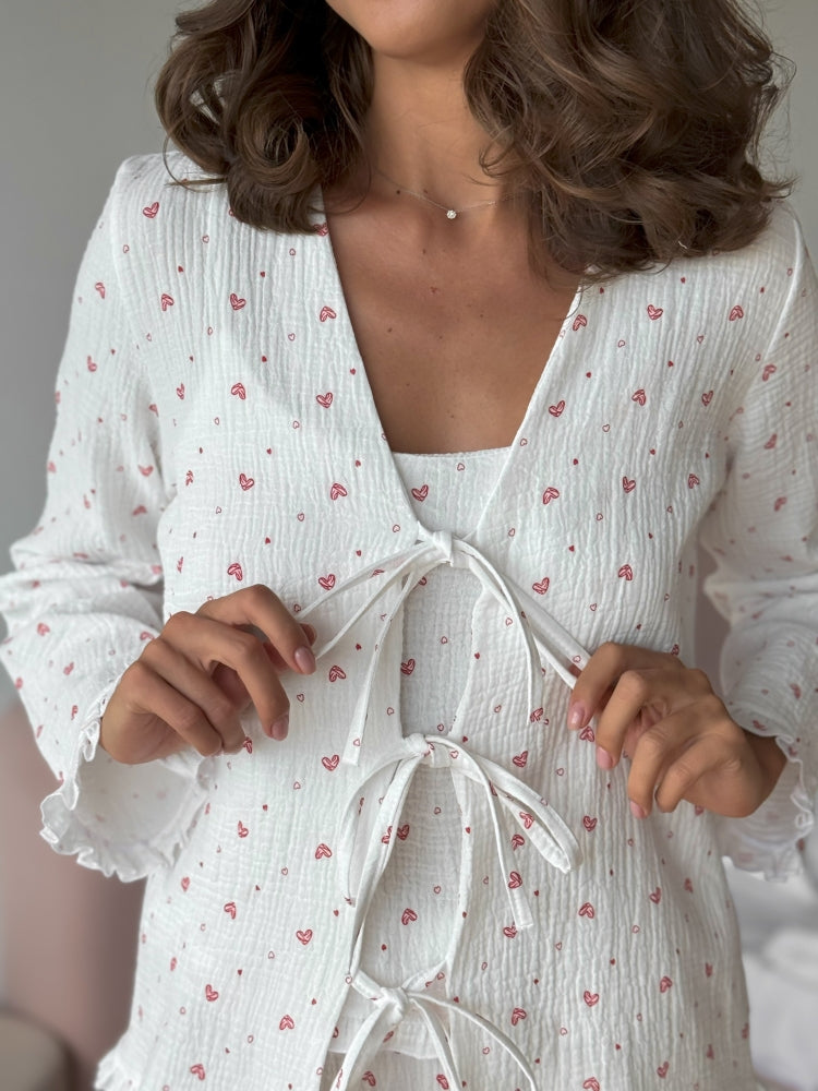 White muslin pajama set