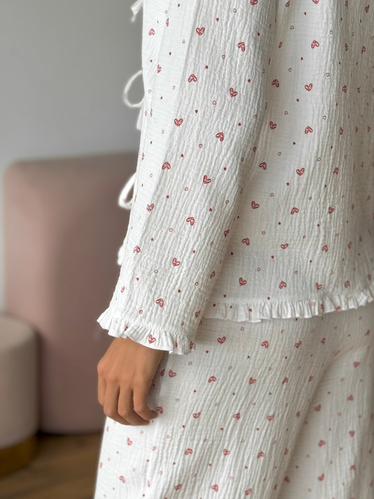 White muslin pajama set