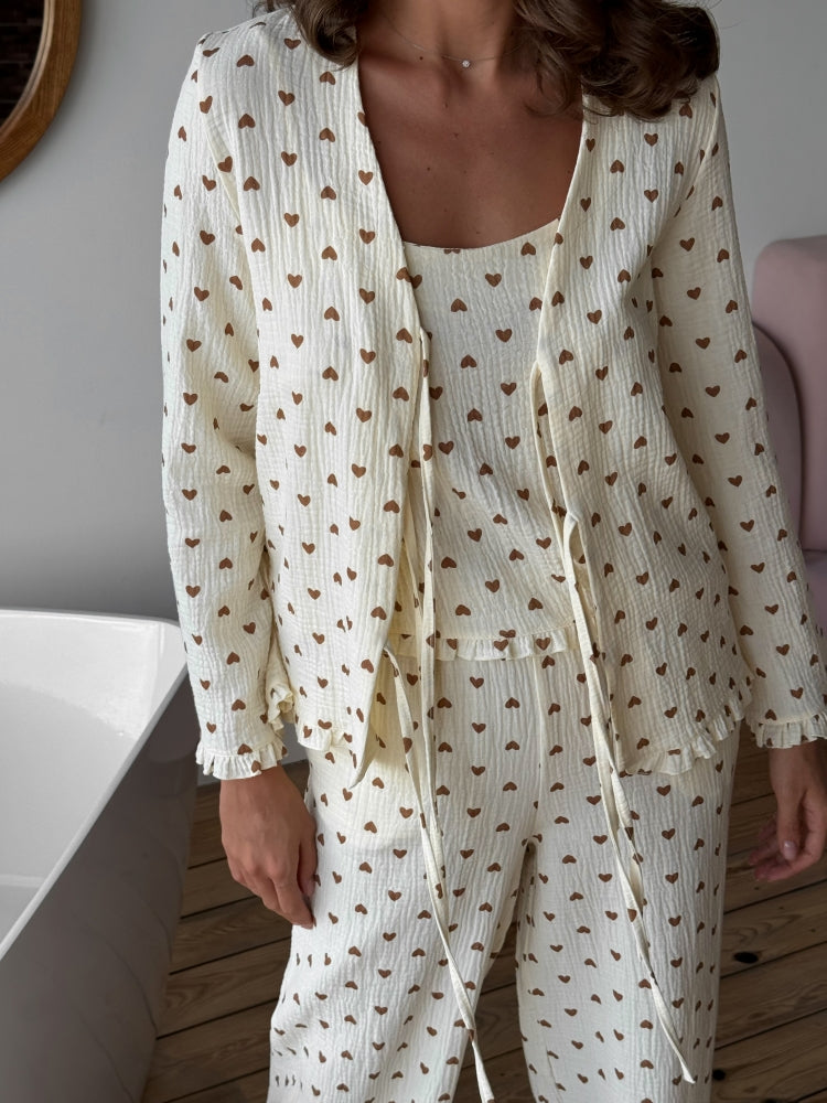 Beige muslin pajama set