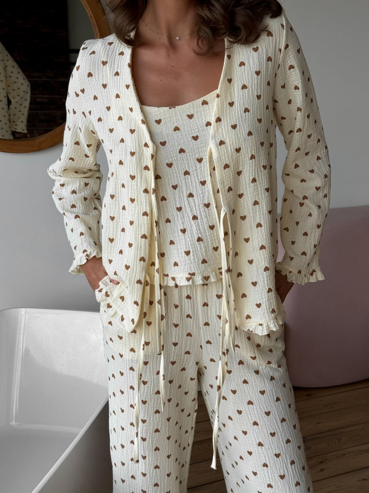 Beige muslin pajama set