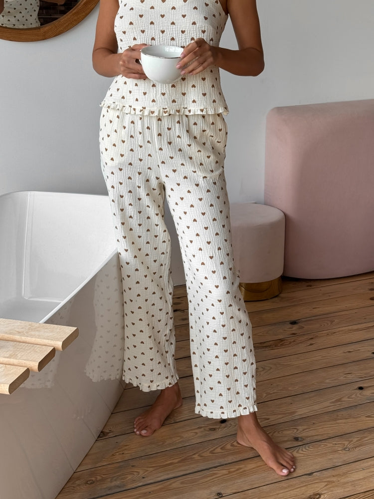 Beige muslin pajama set