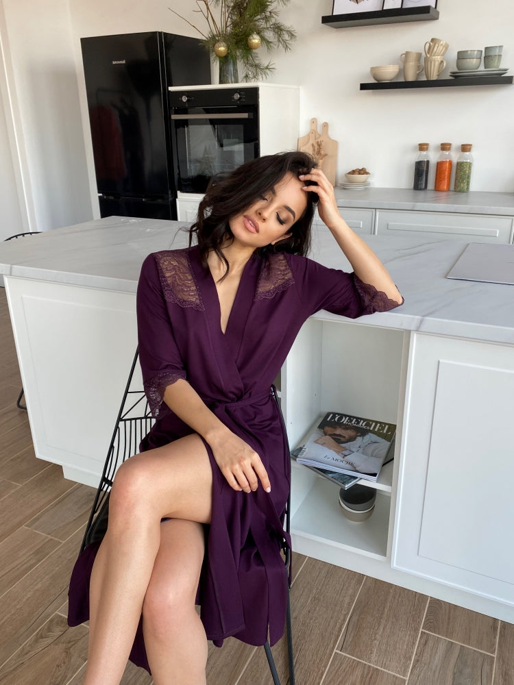 Purple lace boudoir robe