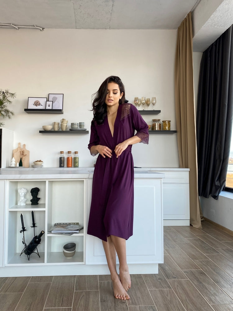 Purple lace boudoir robe