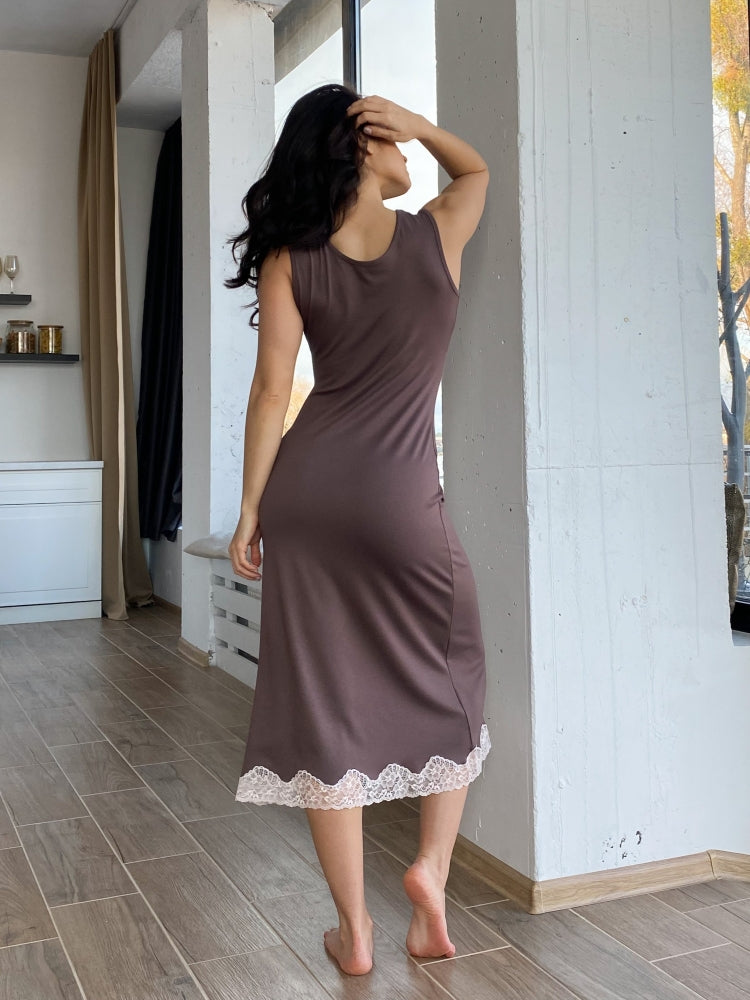Exclusive rose gold nightgown with lace