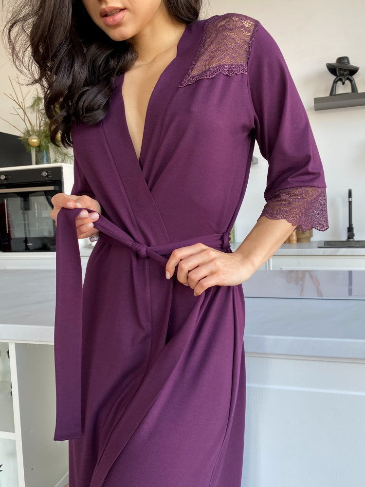 Purple lace boudoir robe