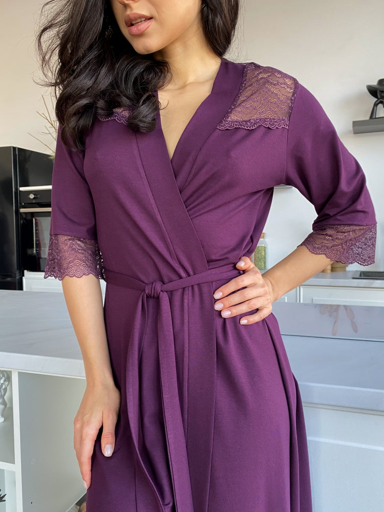 Purple lace boudoir robe