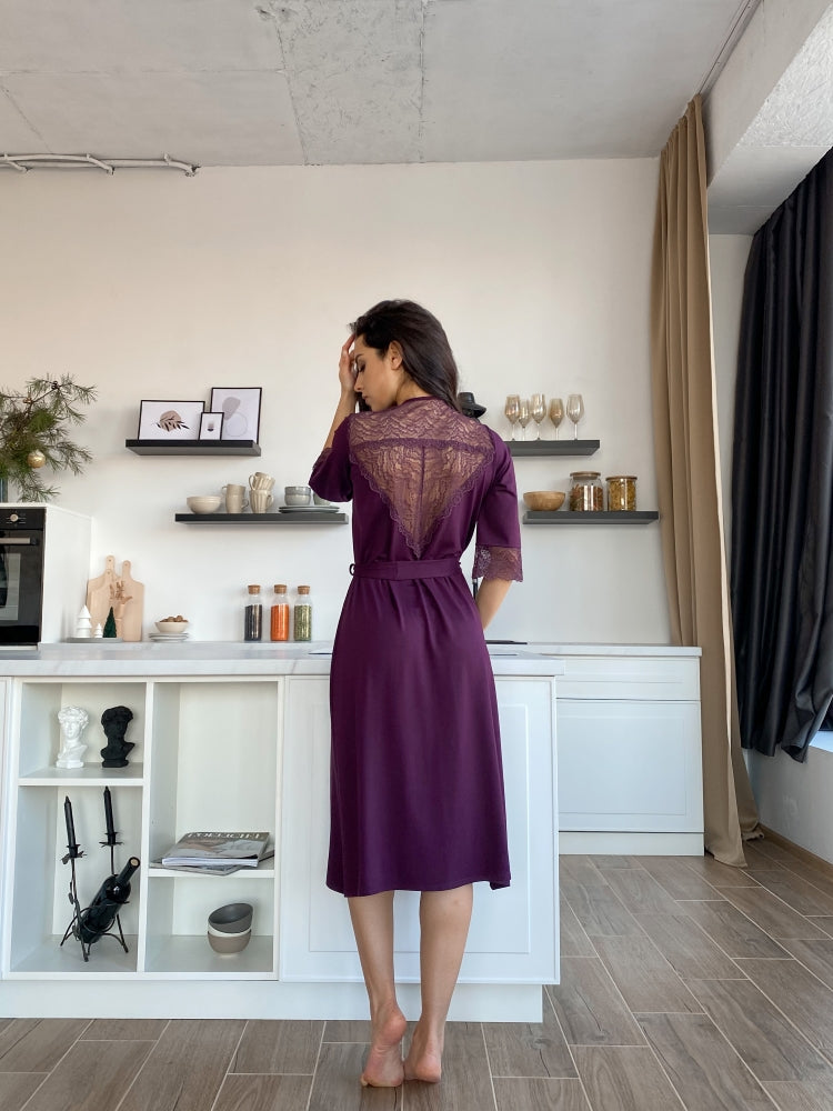Purple lace boudoir robe
