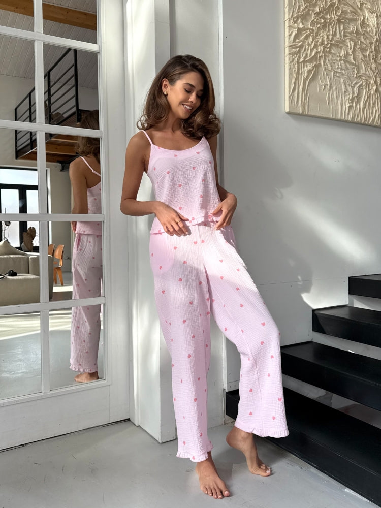 Pink muslin pajama set