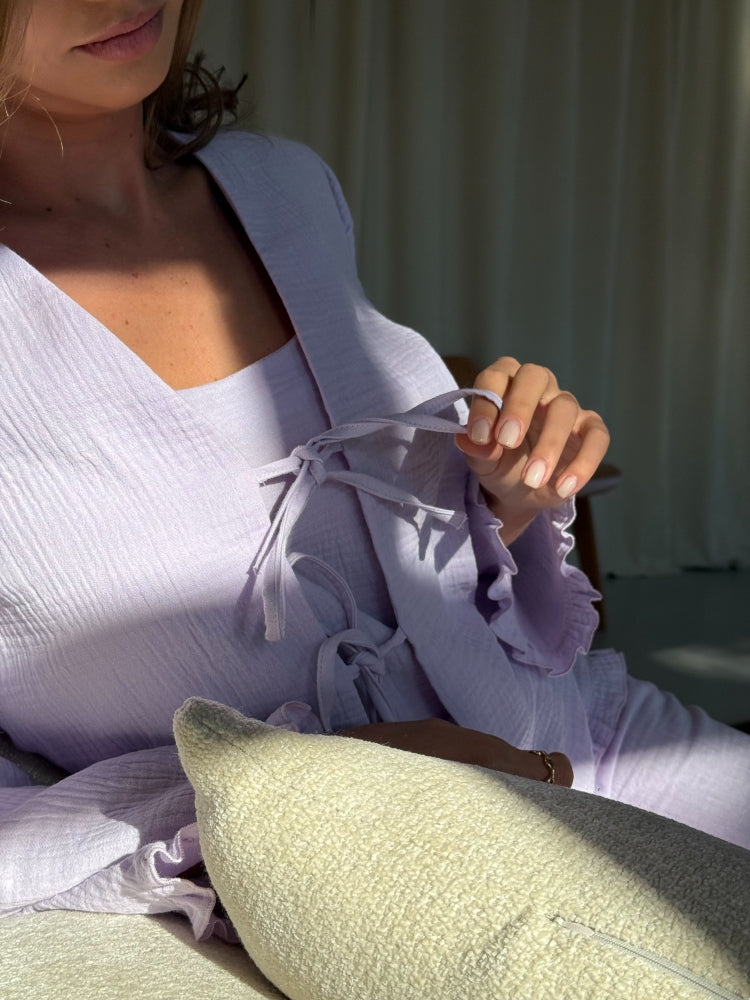 lilac muslin pajama set