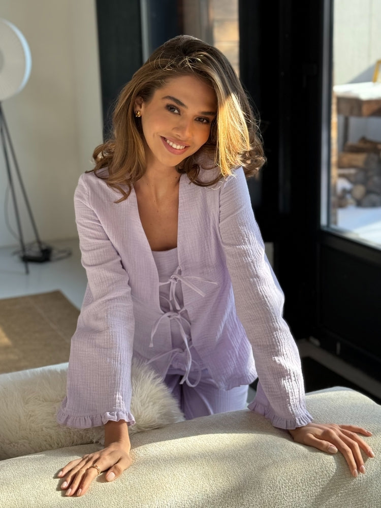 lilac muslin pajama set