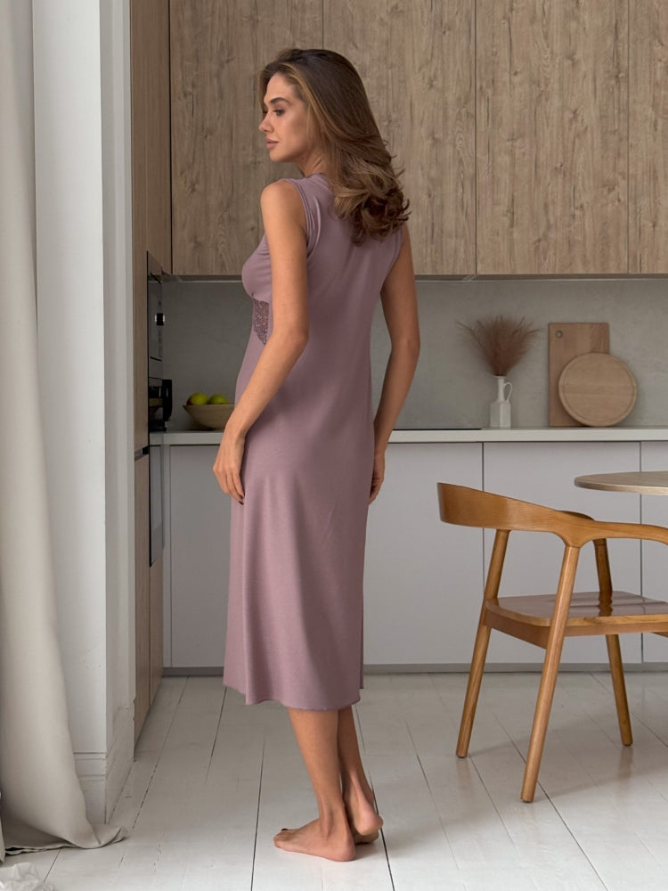 Long brown nightgown with lace