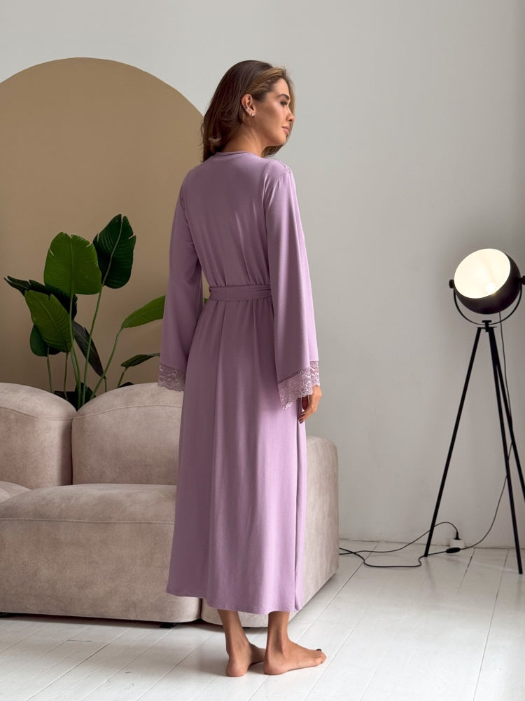Long purple lace robe
