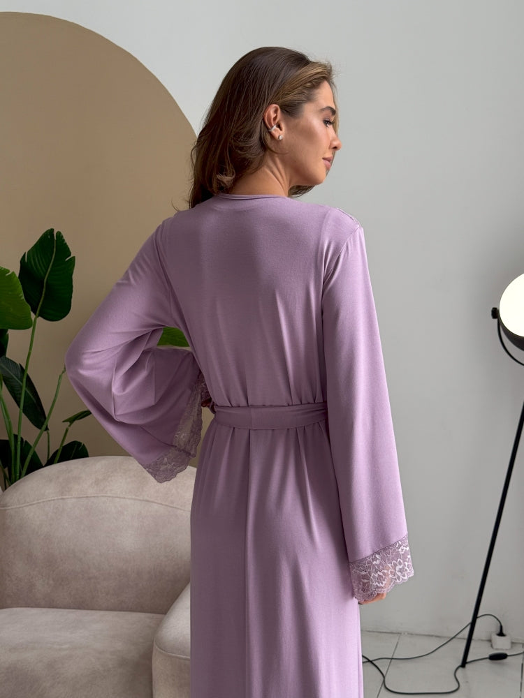 Long purple lace robe