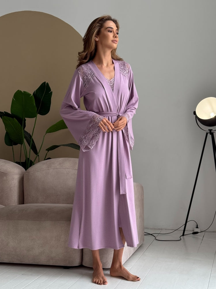 Long purple lace robe