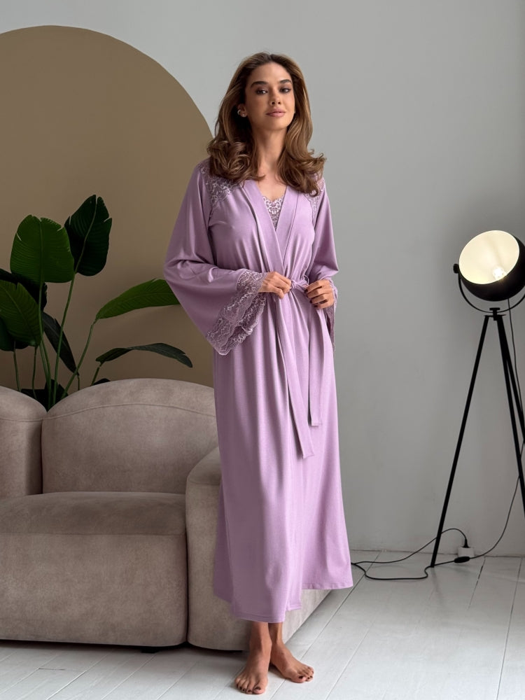 Long purple lace robe
