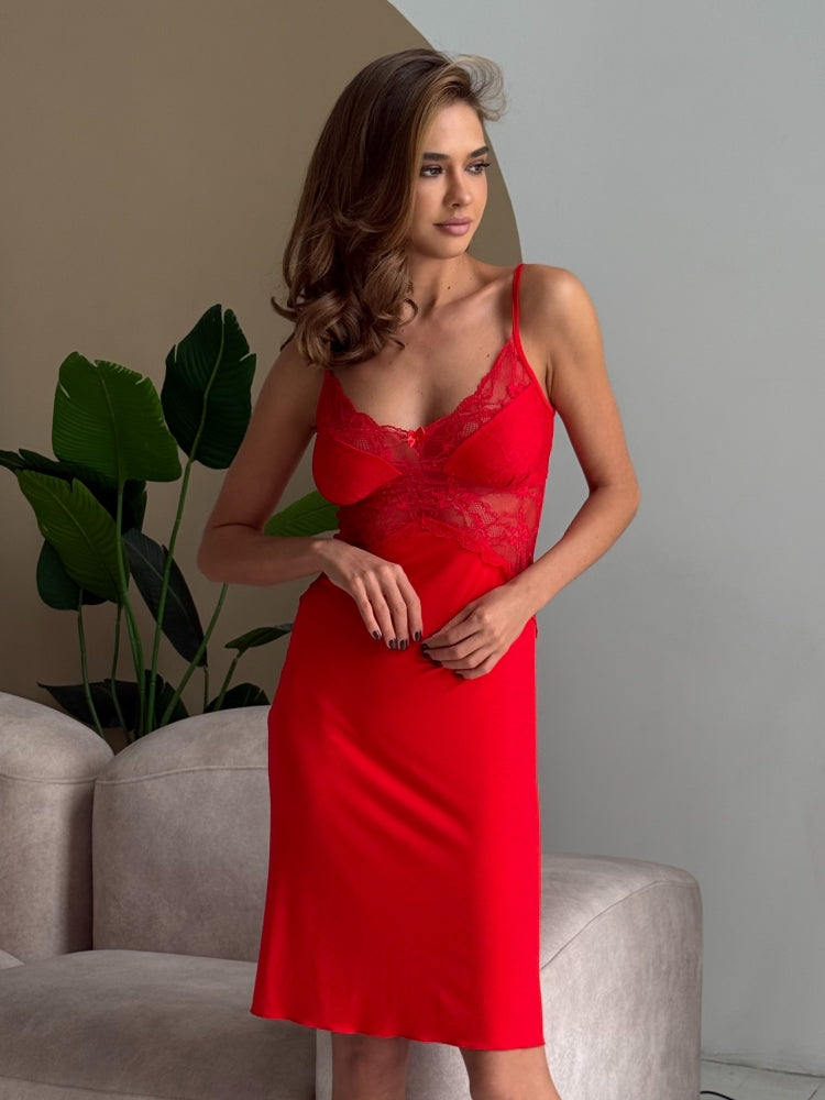Red lace nightgown