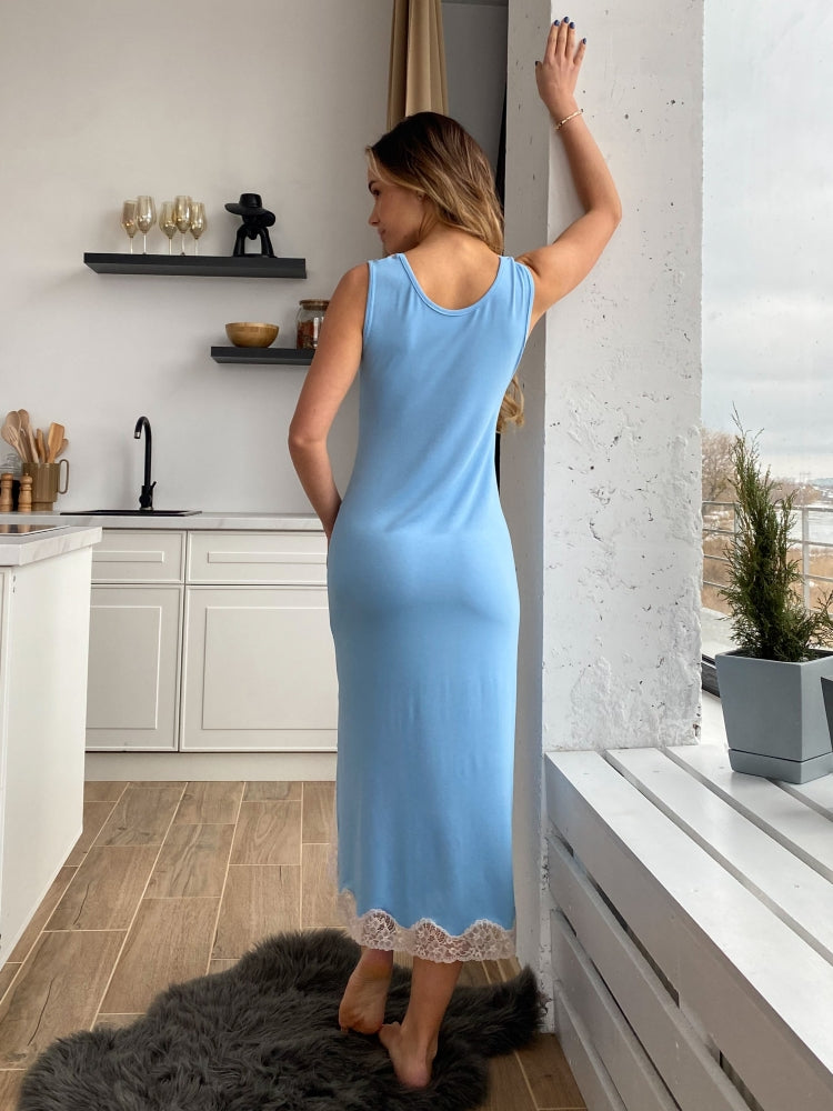 Exclusive blue nightgown with lace