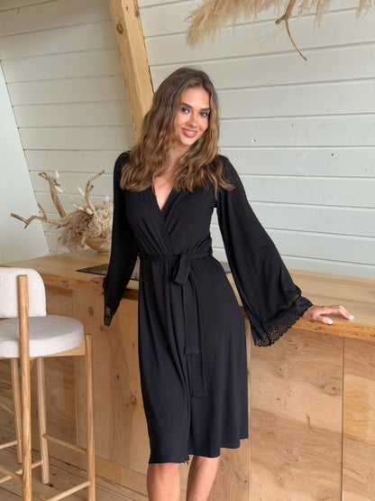 Brown lace boudoir robe (Copy)