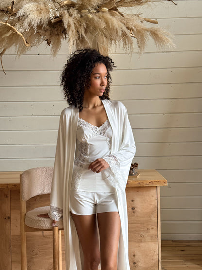 Lace robe and pajamas