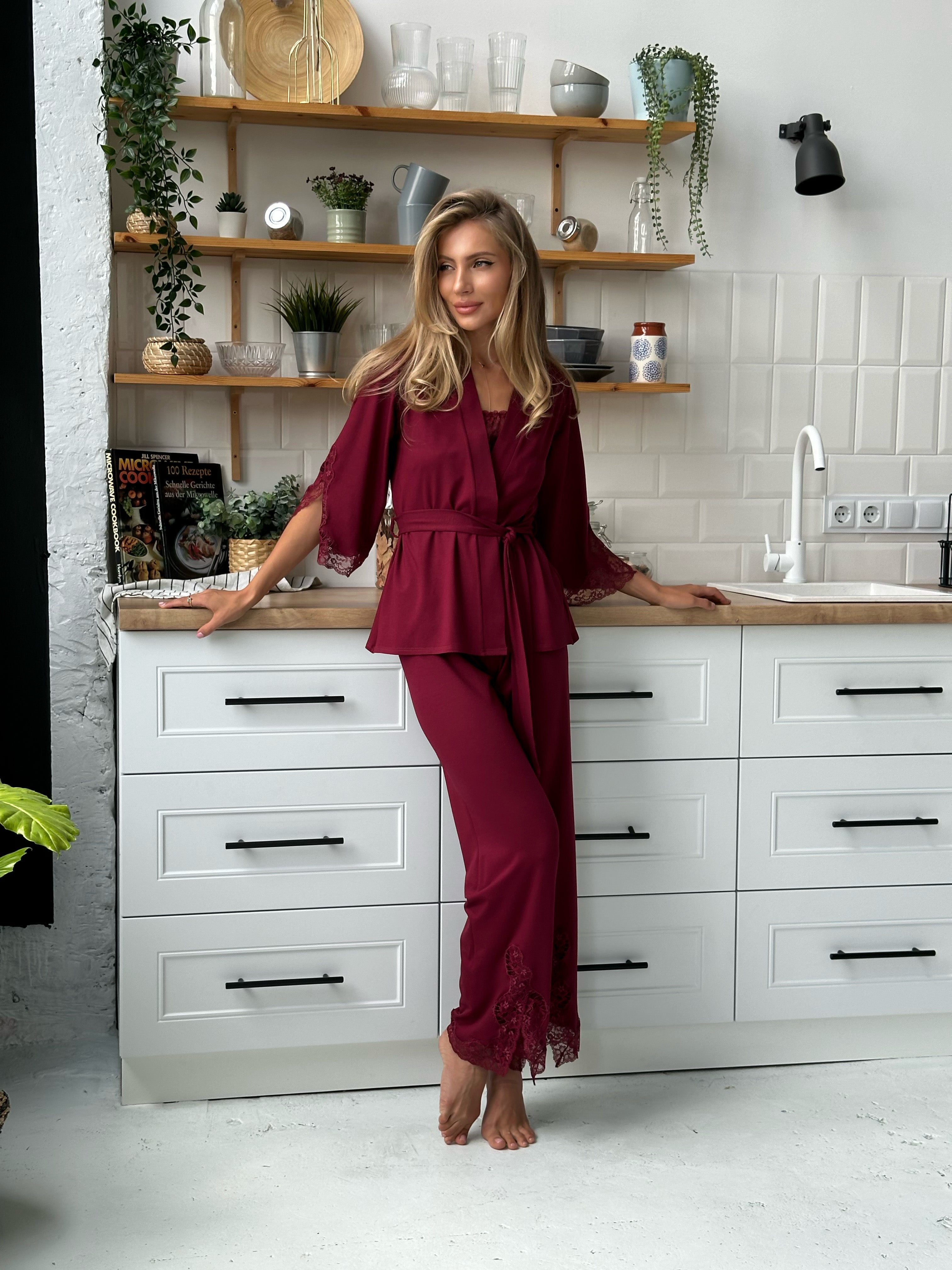 Ensemble de pyjama TP-M-8 Bordeaux