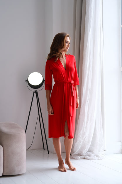 Robe and nightgown Red