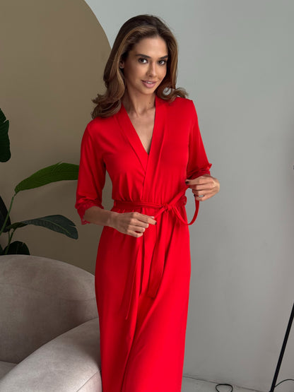 Robe and nightgown Red