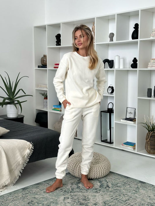 Women's fleece white pajamas