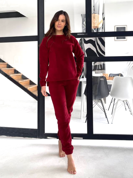 Women's fleece bordeaux pajamas