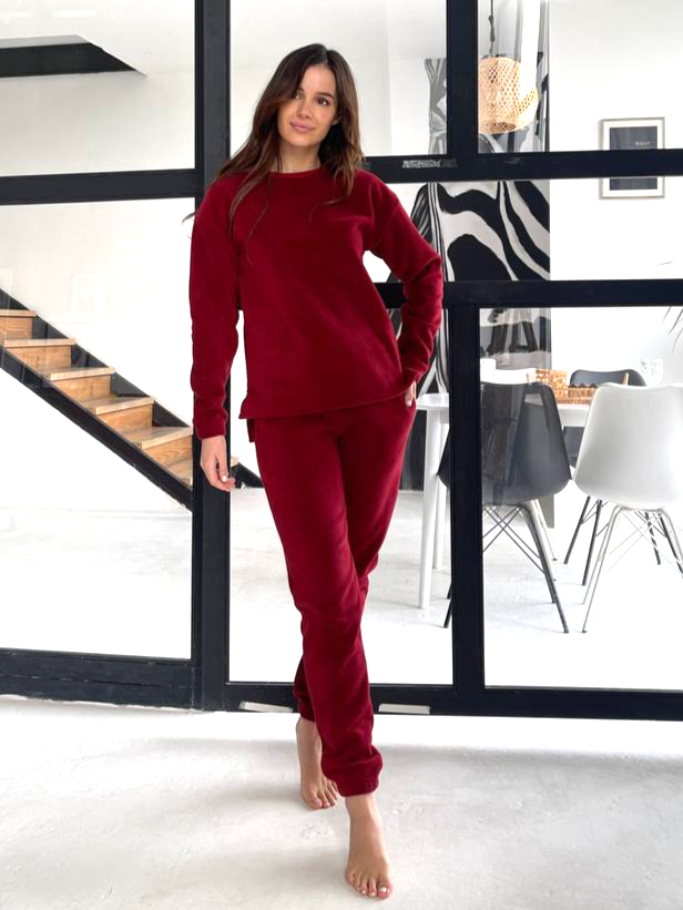Women's fleece bordeaux pajamas