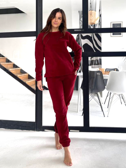 Women's fleece bordeaux pajamas