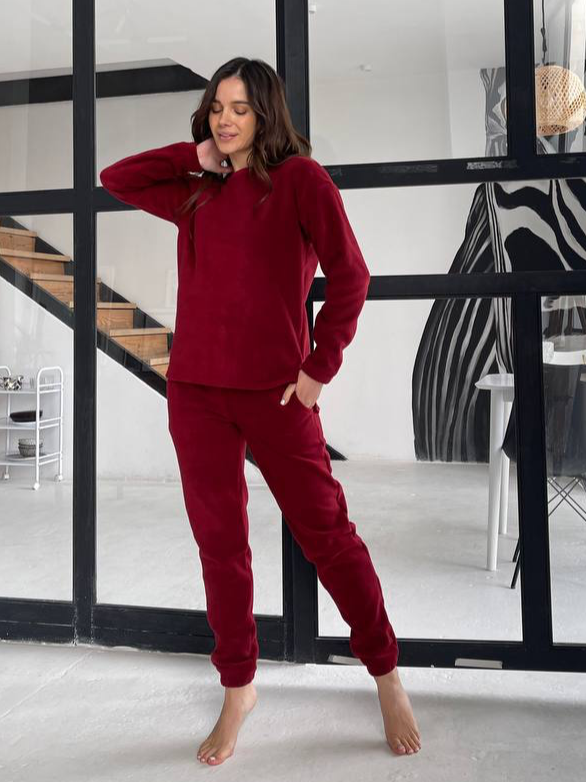 Women's fleece bordeaux pajamas