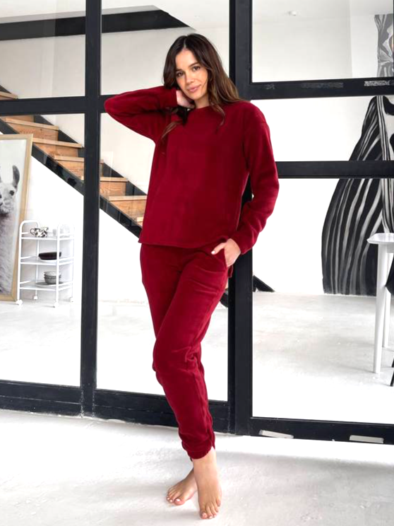Women's fleece bordeaux pajamas