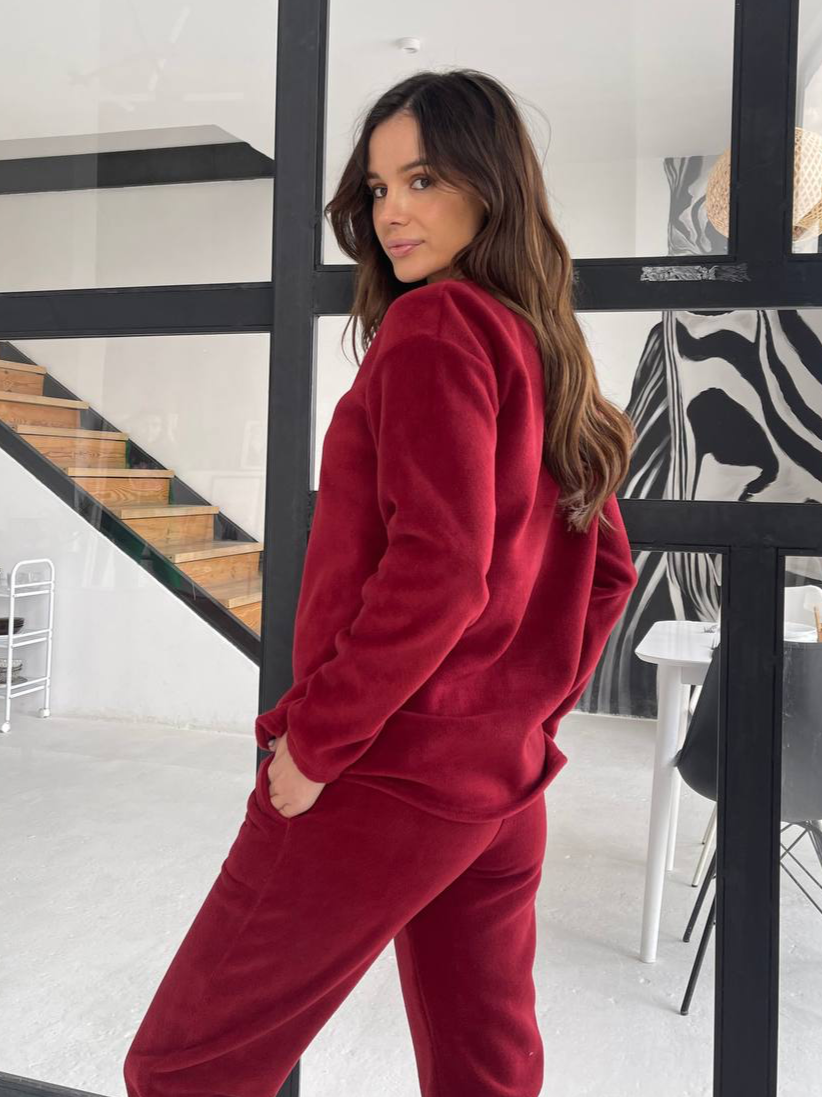 Women's fleece bordeaux pajamas