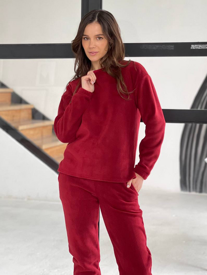 Women's fleece bordeaux pajamas