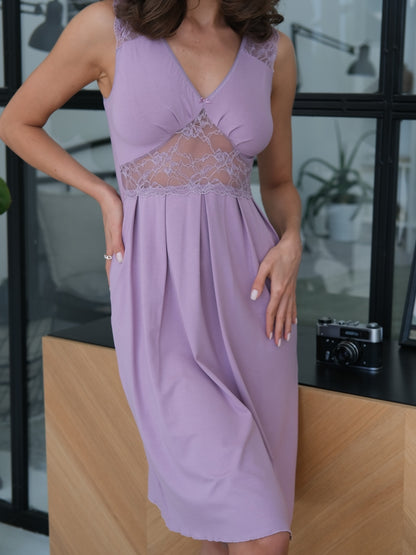 Lilac lace nightgown