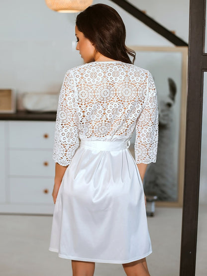 White lace boudoir robe