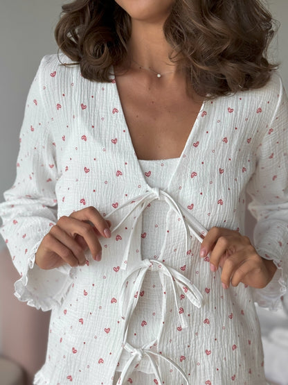 White muslin pajama set