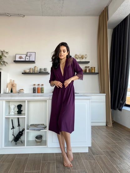 Purple lace boudoir robe