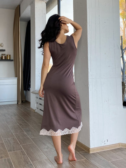 Exclusive rose gold nightgown with lace