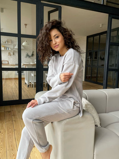 Women's fleece gray pajamas