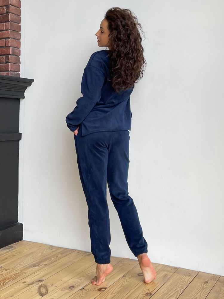 Women's fleece navy pajamas