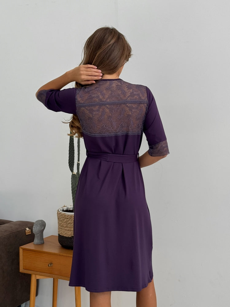 Blackberry lace boudoir robe