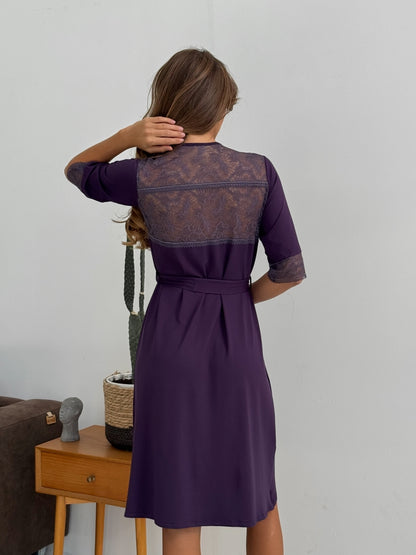 Blackberry lace boudoir robe